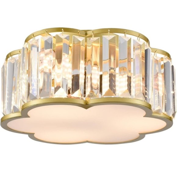 SAMTEEN Luxury Crystal Flush Mount Ceiling Light Modern 3-Light Ceiling Light Fi - Picture 1 of 6